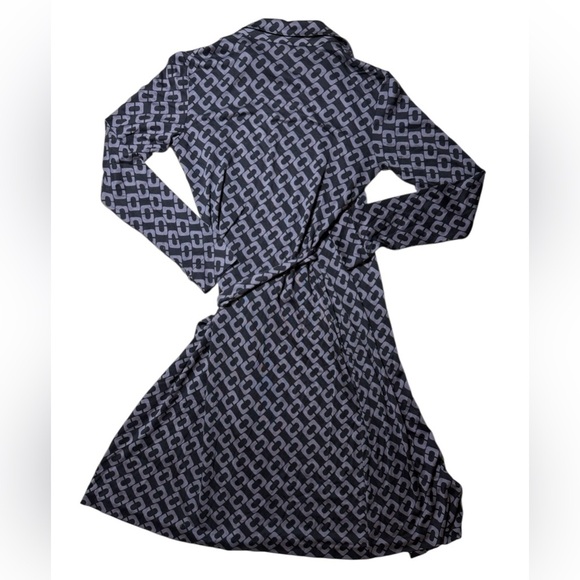 Diane von Furstenberg 100% Silk Wrap Dress Size 2 Gray Geometric Print - Picture 4 of 6